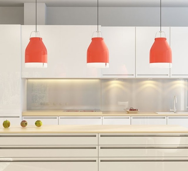 Luminaires pour la cuisine : Suspension, LED, Wifi, Cowbelle, rouge pastel,  H30, - Contemporain - Cuisine - Paris - par Nedgis | Houzz