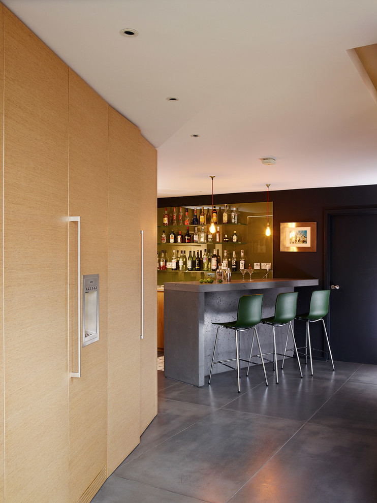 Свежая идея для дизайна: кухня в современном стиле с столешницей из бетона и бетонным полом - отличное фото интерьера