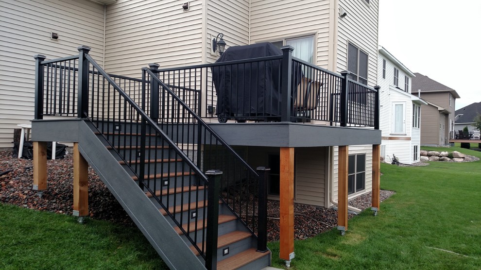 This is an example of a medium sized back terrace in Minneapolis.