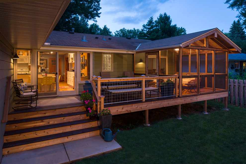 Design ideas for a classic terrace in Minneapolis with no cover and feature lighting.
