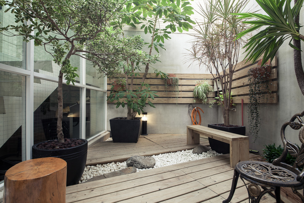 Diseño de terraza de estilo zen pequeña sin cubierta en patio