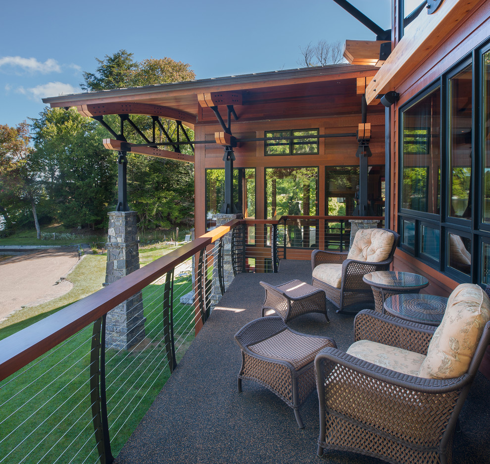 Adirondack Mountain Home Rustic Deck New York by Keuka Studios