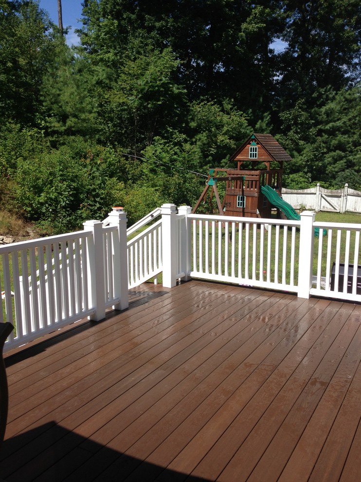 Large elegant backyard deck photo in Boston with no cover