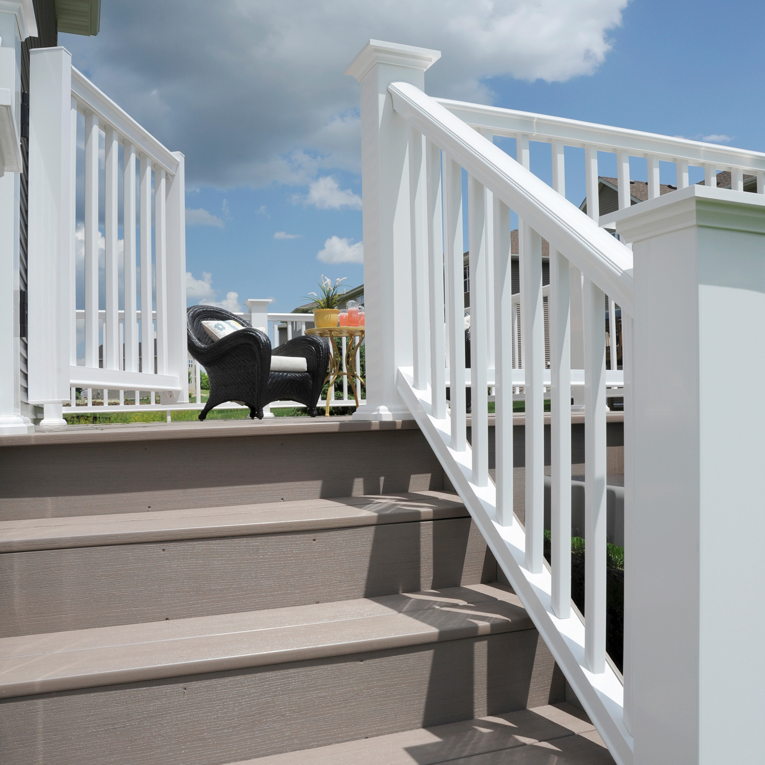 Azek Deck Arbor Collection Silver Oak Trademark Rail In White With Composite B Transitional Deck New York By Timbertech Houzz