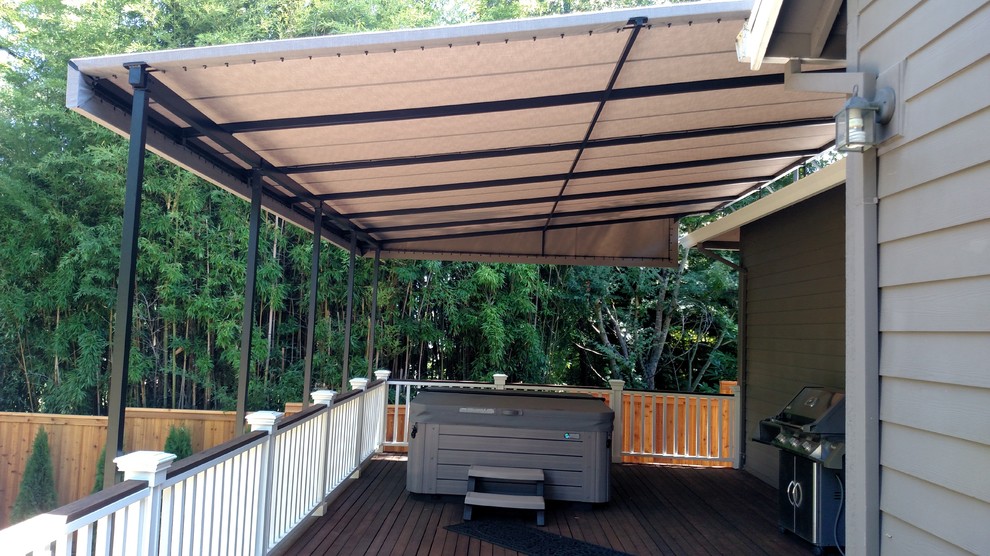 Back deck awning Craftsman Deck Portland by Pike Awning Company