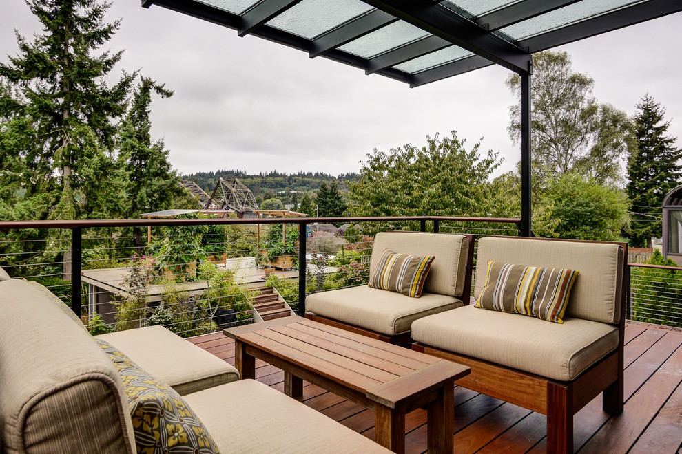 Photo of a contemporary terrace in Seattle with a pergola.