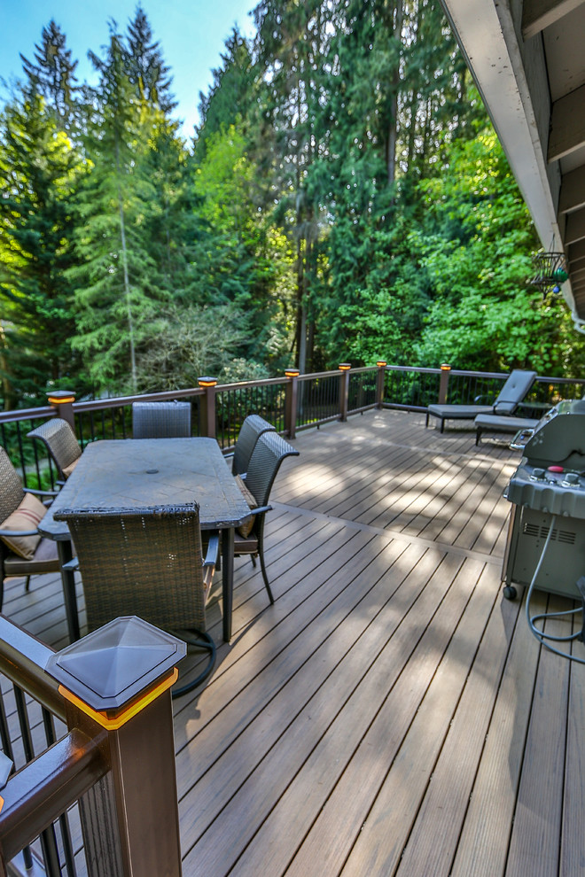Design ideas for an expansive modern back terrace in Seattle with no cover.