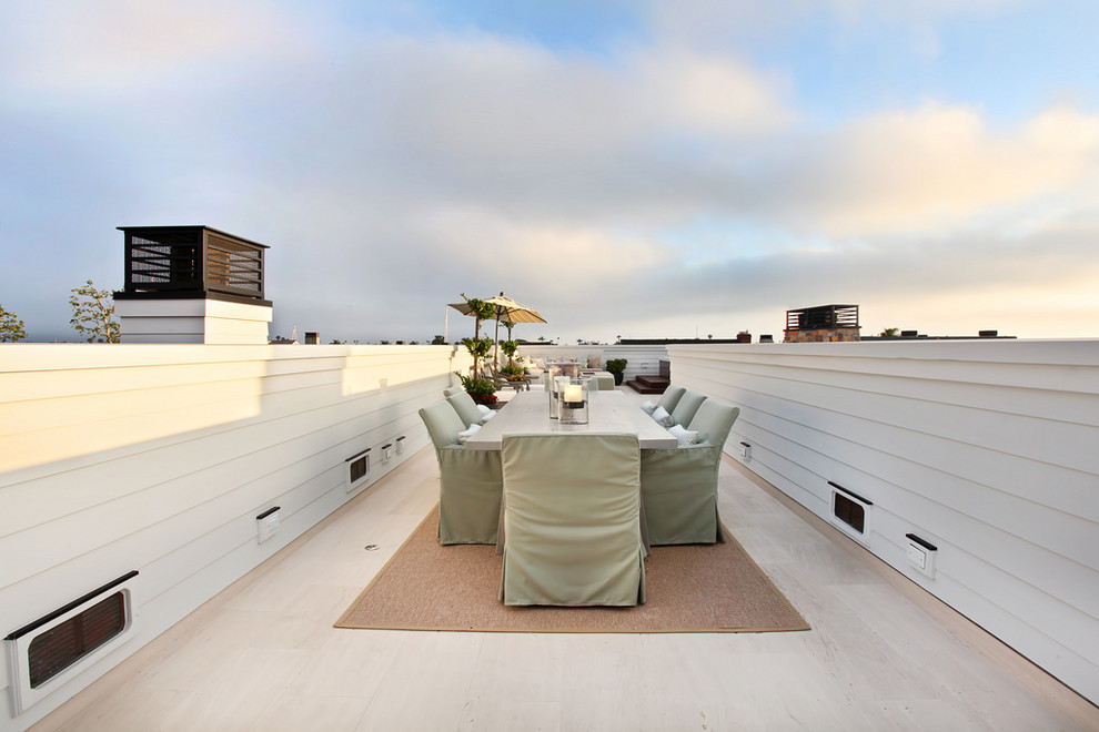 Источник вдохновения для домашнего уюта: терраса на крыше, на крыше в морском стиле без защиты от солнца