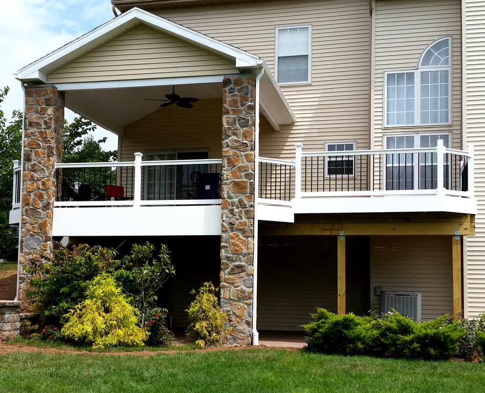 BC&L Custom Deck with Roof and Beautiful Lighting Rustic Deck Philadelphia by BREYER