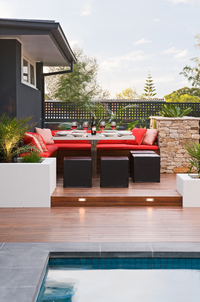 Inspiration for a large contemporary back terrace in Melbourne with no cover and a bar area.