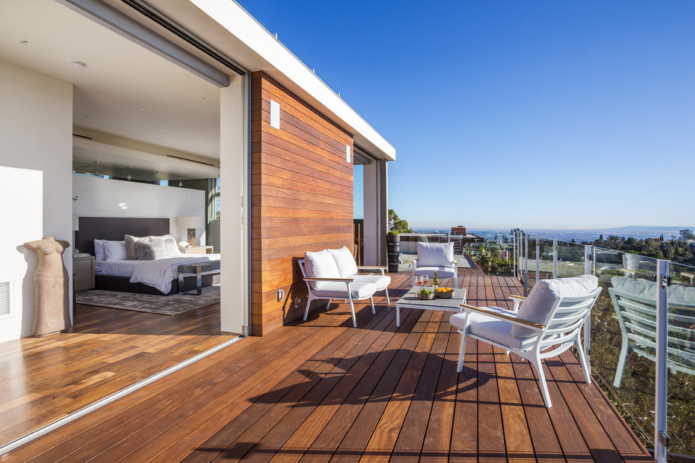 Design ideas for a large contemporary back terrace in Los Angeles with no cover.