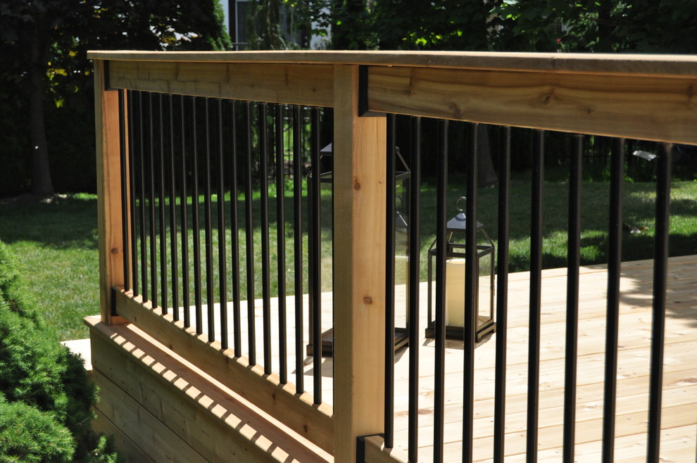 Black Aluminum Pickets on Cedar Mississauga Deck by Archadeck