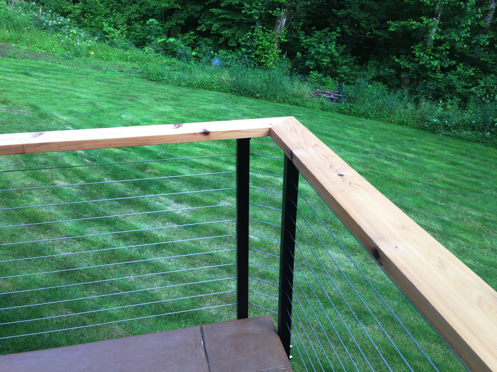 Black Aluminum Posts, Cable Infill, & Customer-Supplied Top Rail in ...