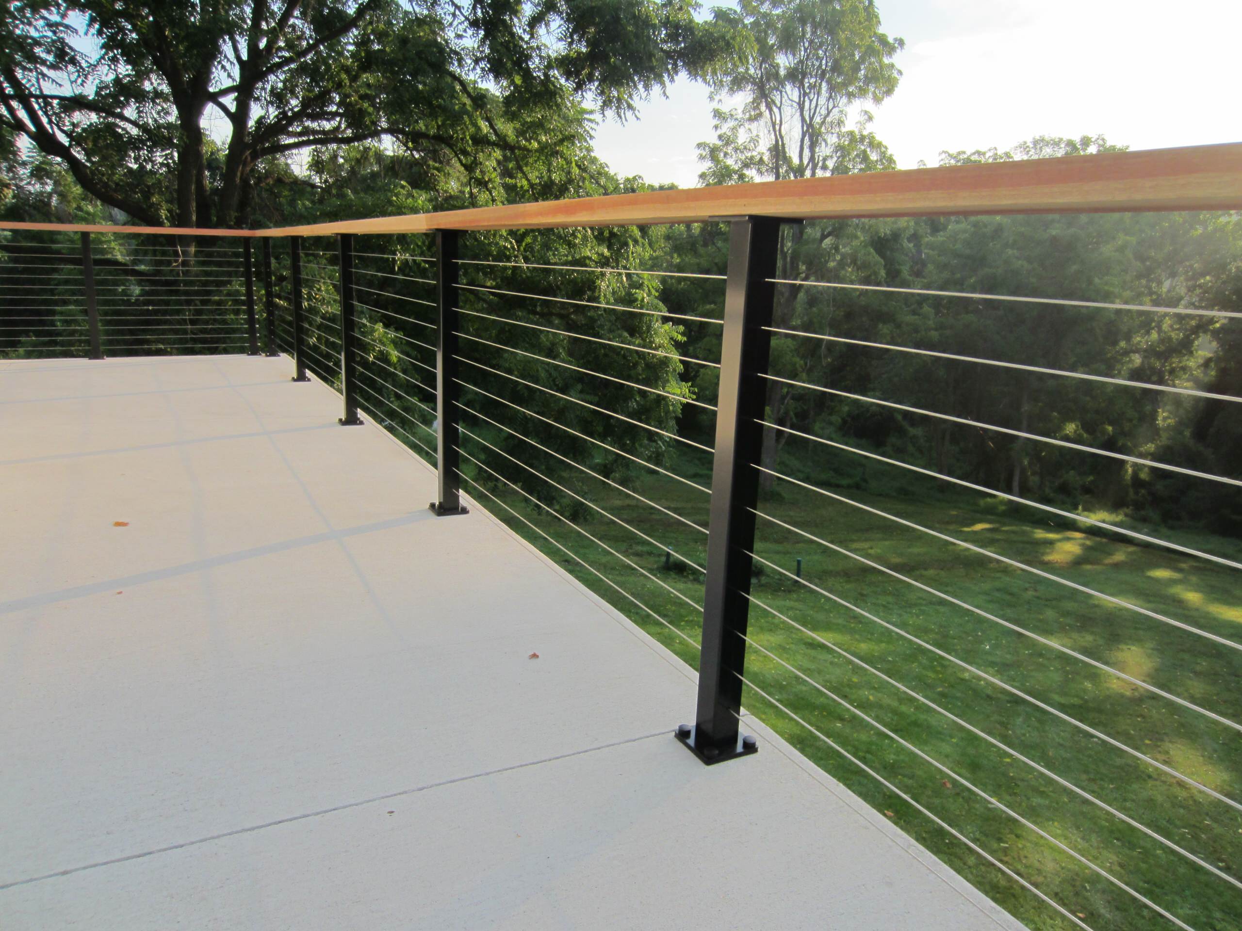 Black Aluminum Posts Wood Top Rail Cable Infill In Malvern Pa Transitional Deck Philadelphia By Cable Railing Direct Houzz