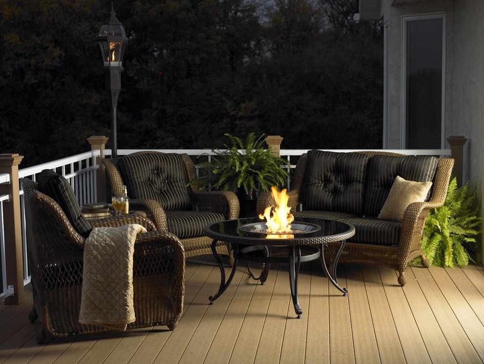 Black GlassFire Pit Table Contemporary Deck Denver by Home and