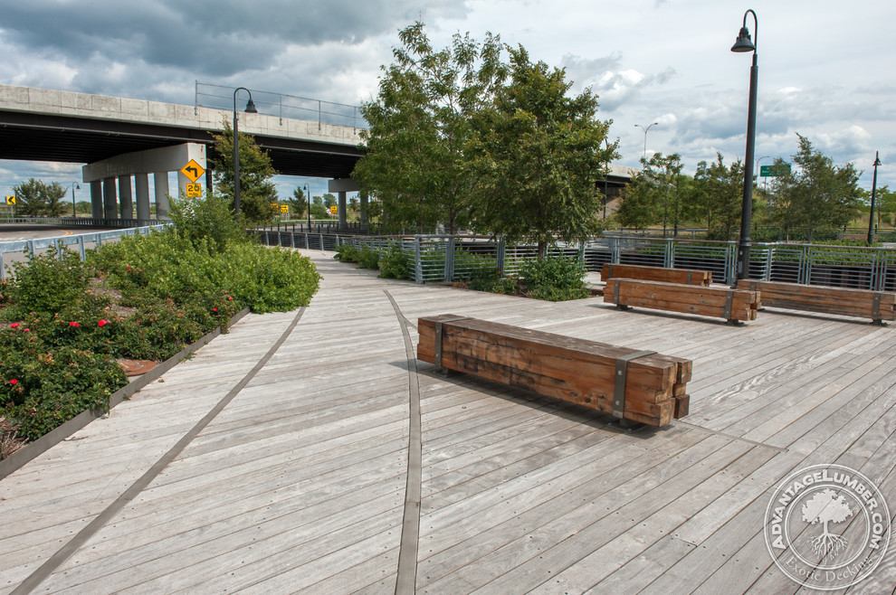 Inspiration for an industrial deck remodel in New York