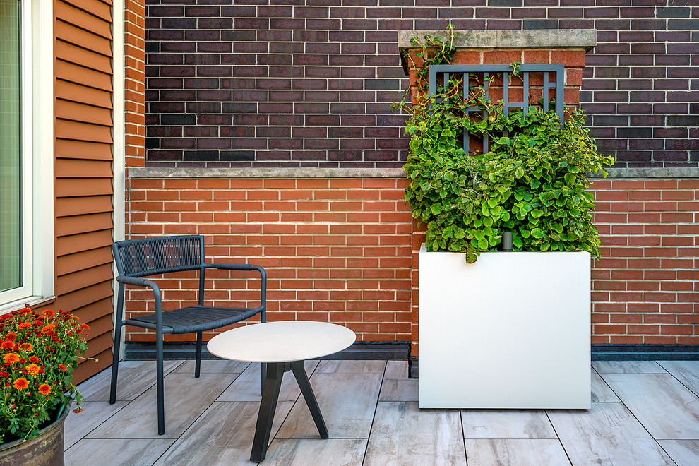 Inspiration for a small traditional roof terrace in Chicago with a potted garden and no cover.