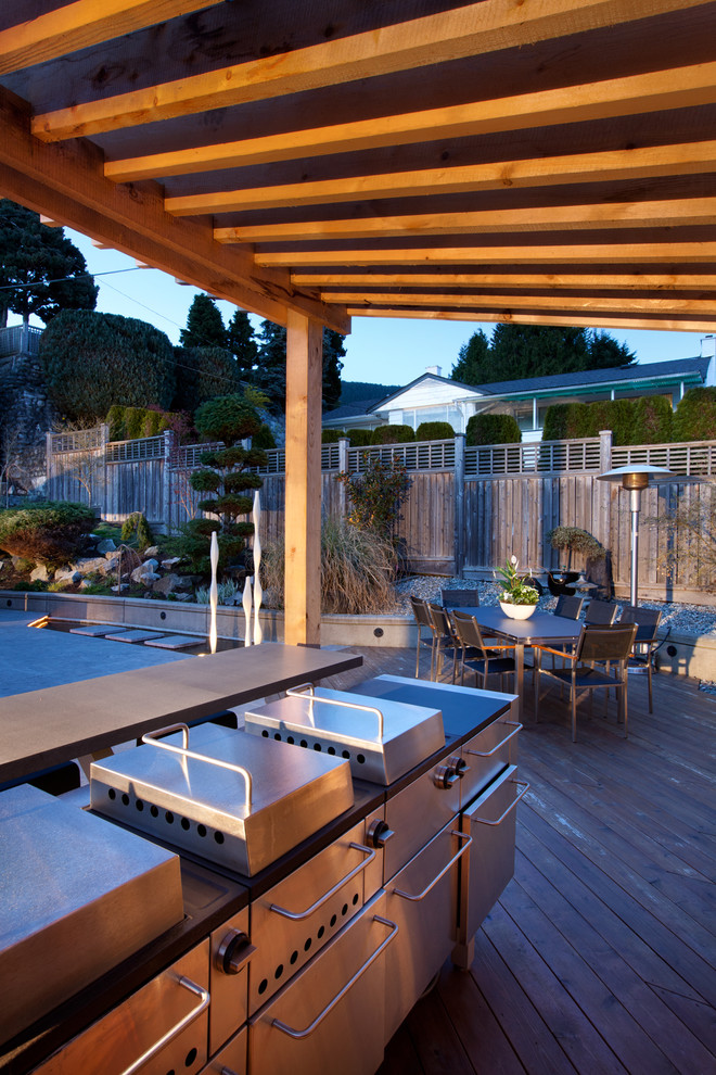 Ispirazione per una terrazza minimalista di medie dimensioni e dietro casa