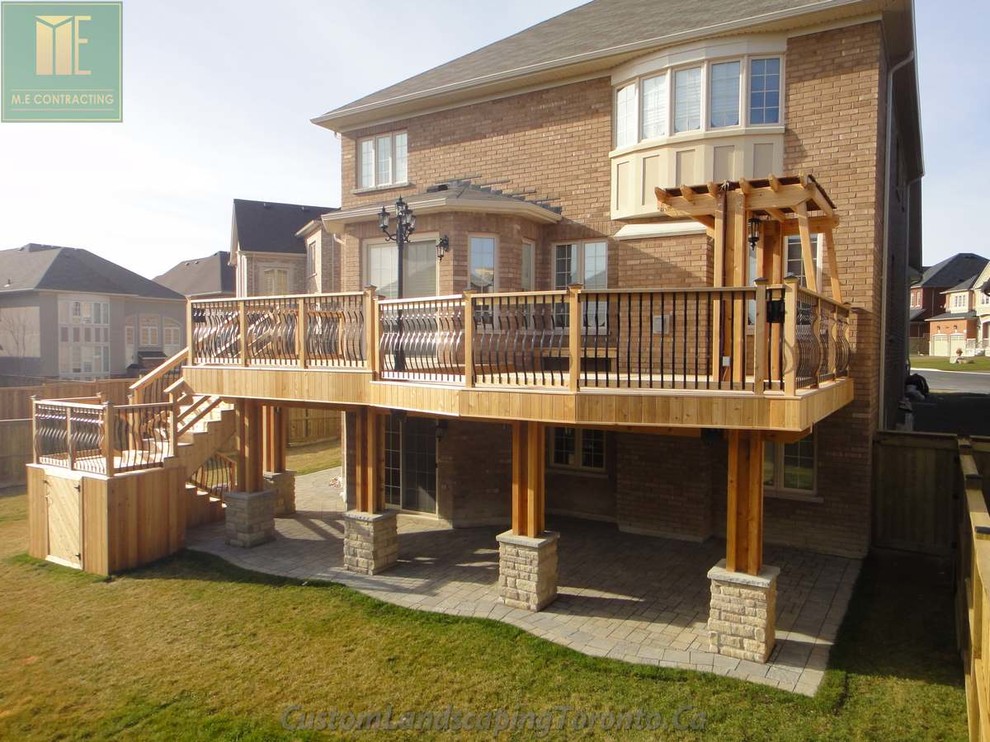 Cedar Deck With Walkout Basement And Pergola Traditional Deck Toronto By M E Landscaping Houzz