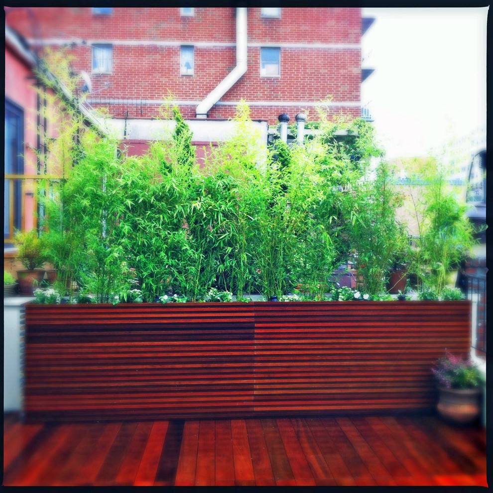 Chelsea, NYC Roof Deck: Ipe Planter Boxes, Bamboo, Privacy Screen