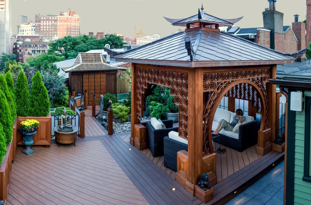 Modelo de terraza de estilo zen en azotea