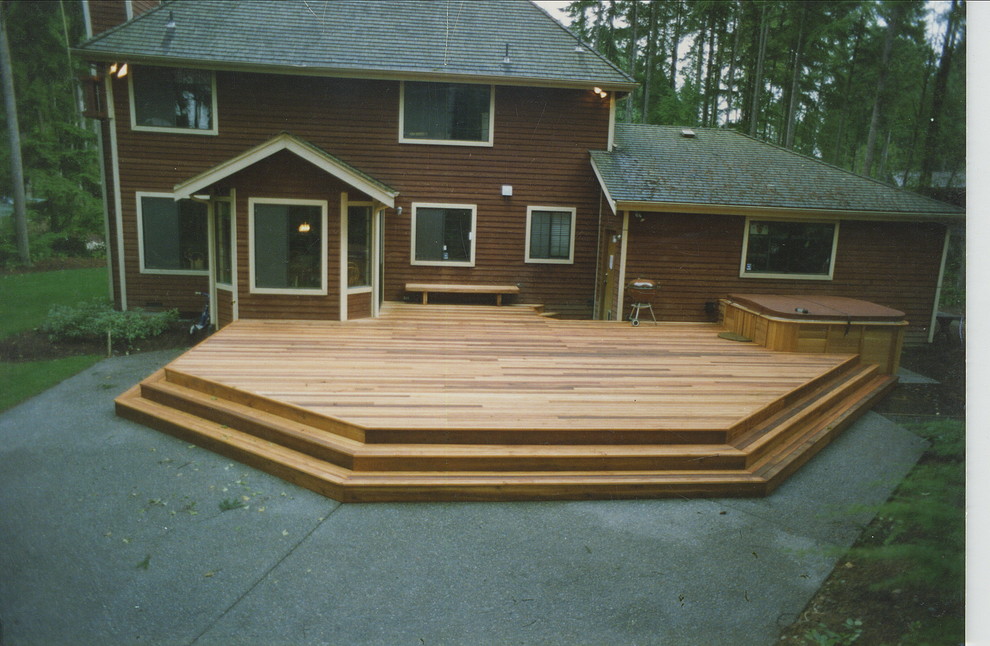 Large elegant backyard deck photo in Seattle with no cover