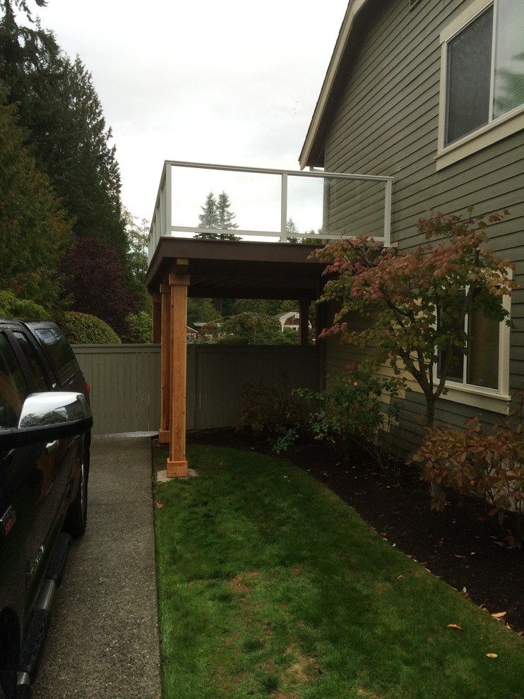 Clearview Railing , Composite Deck & Stamped Patio Traditional Deck