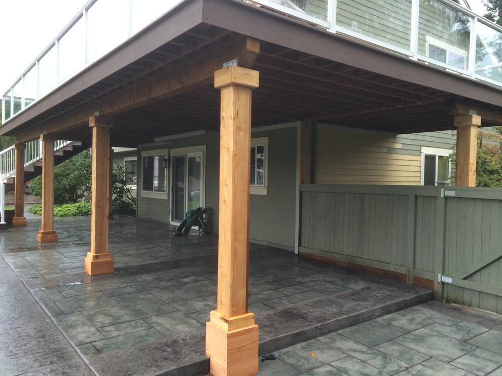 Clearview Railing , Composite Deck & Stamped Patio Traditional Deck