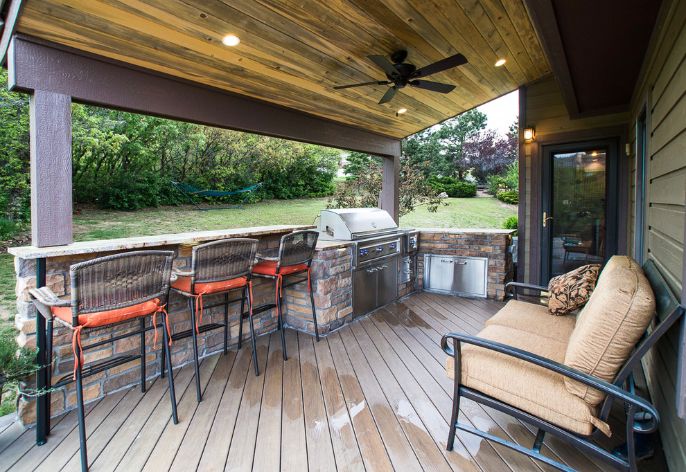 Composite deck with fire pit Traditional Deck Denver by Kona