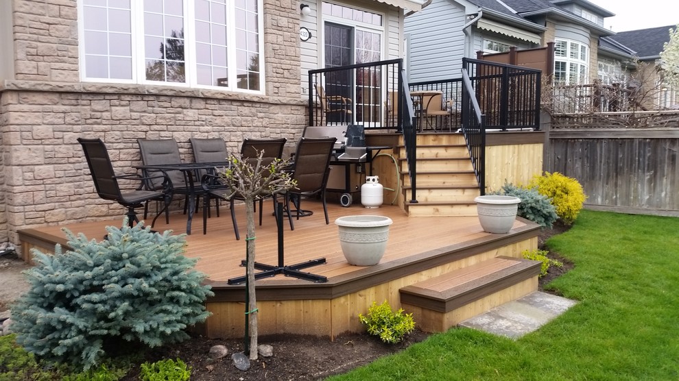 Design ideas for a medium sized modern back terrace in Toronto with no cover.