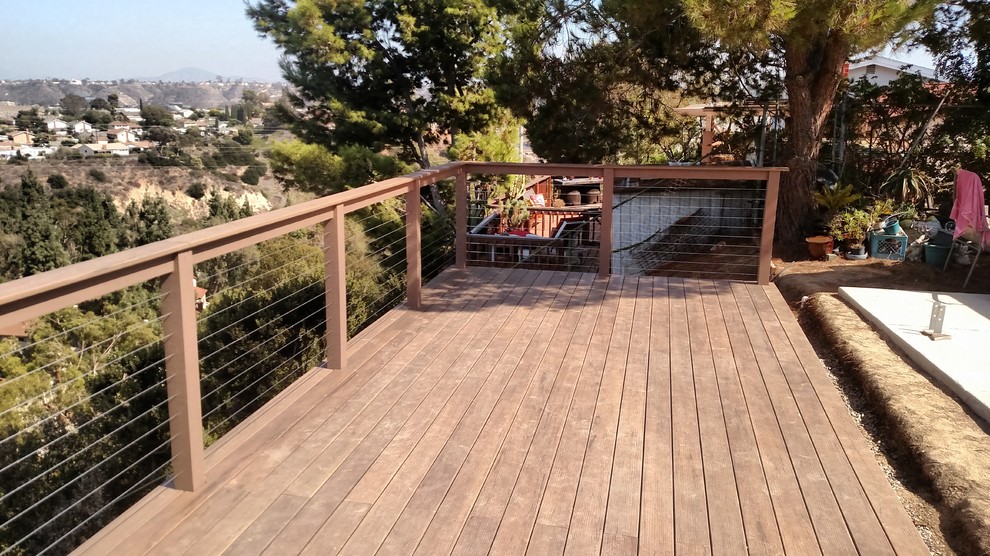 Composite Wood Deck and Pergola on Retaining Wall Contemporary Deck
