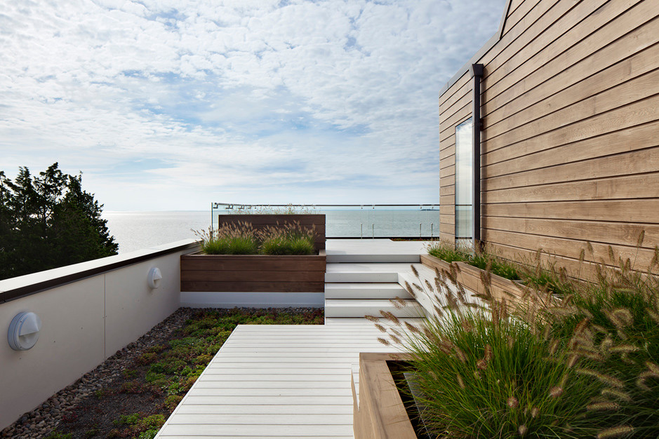 Foto di una terrazza design di medie dimensioni e nel cortile laterale con nessuna copertura