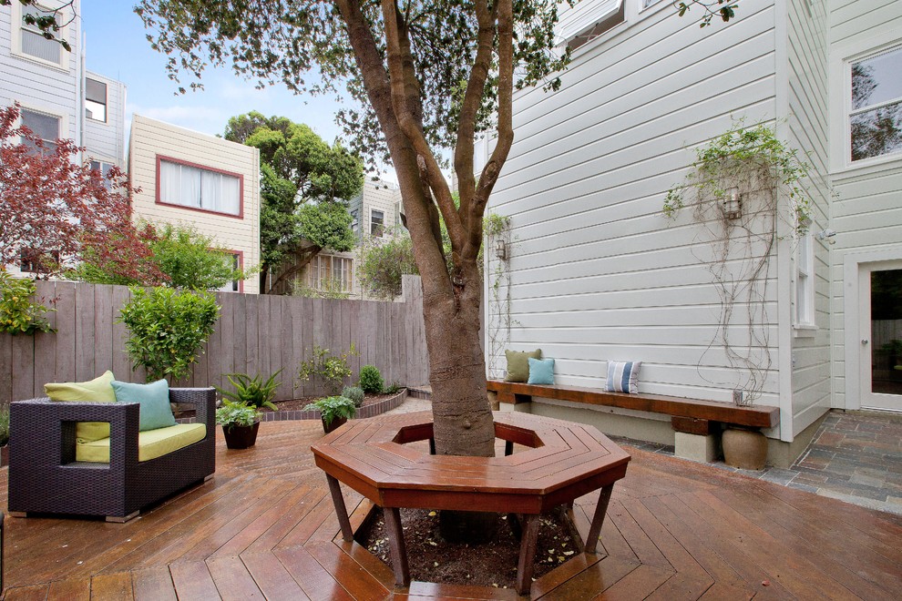 Inspiration for a contemporary back terrace in San Francisco with no cover.