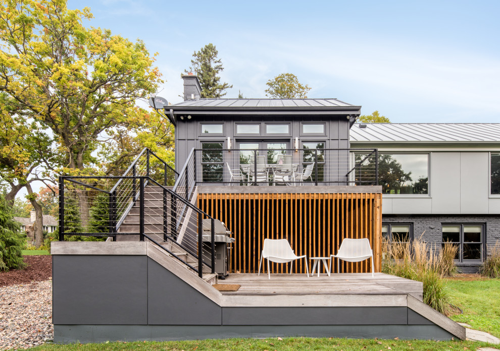 Design ideas for a contemporary back terrace in Minneapolis with no cover and a bbq area.