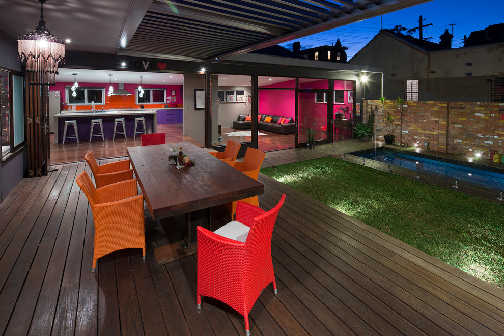 Mittelgroße Moderne Pergola Terrasse hinter dem Haus in Sydney