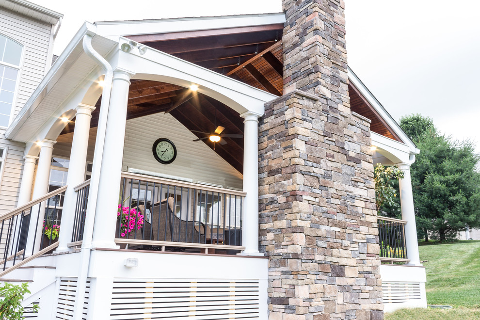 Covered Deck with Fireplace Transitional Deck Baltimore by KNK