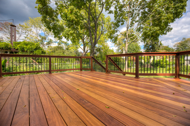 Cumaru hardwood deck with custom railing - Rustic - Deck - Philadelphia ...