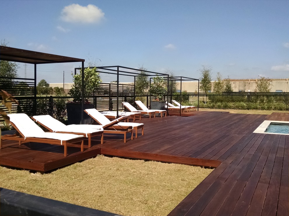 Cumaru Wood Decking Pool Deck in Houston TX Beach Style Deck Houston by Overseas