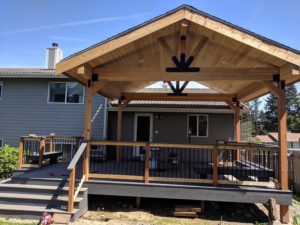Custom Deck Update and Over Hang Roof Transitional Deck Seattle