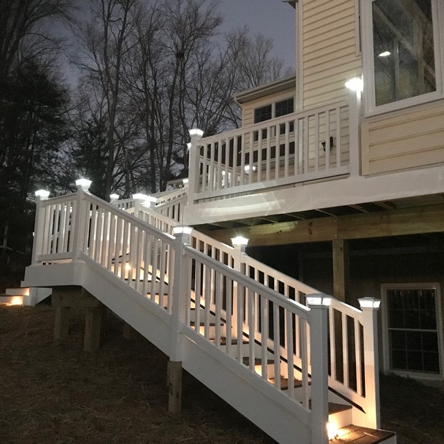 Custom Designed Deck - Vinyl Railings, Solar Post Caps & Stair Lights -  Contemporary - Deck - Baltimore - by Miracle Contractors, LLC | Houzz