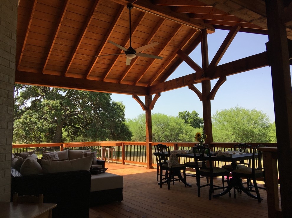 Custom Elevated Cedar Deck, Roof Extension, and Slide San Antonio, TX
