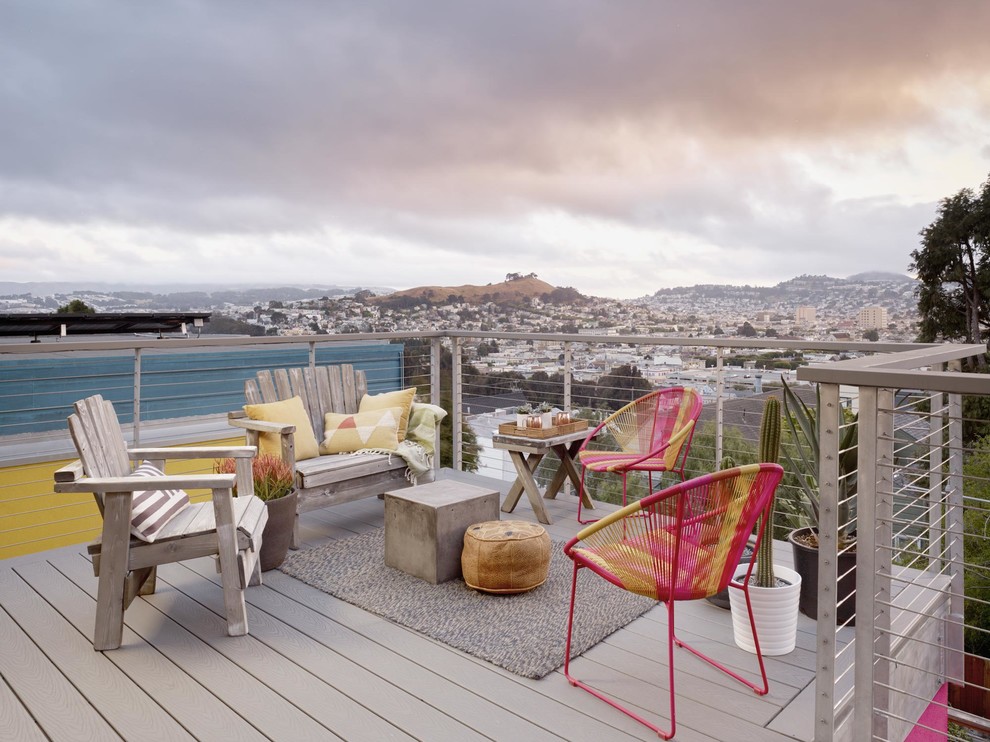 Example of a mid-sized trendy rooftop rooftop deck design in San Francisco with no cover