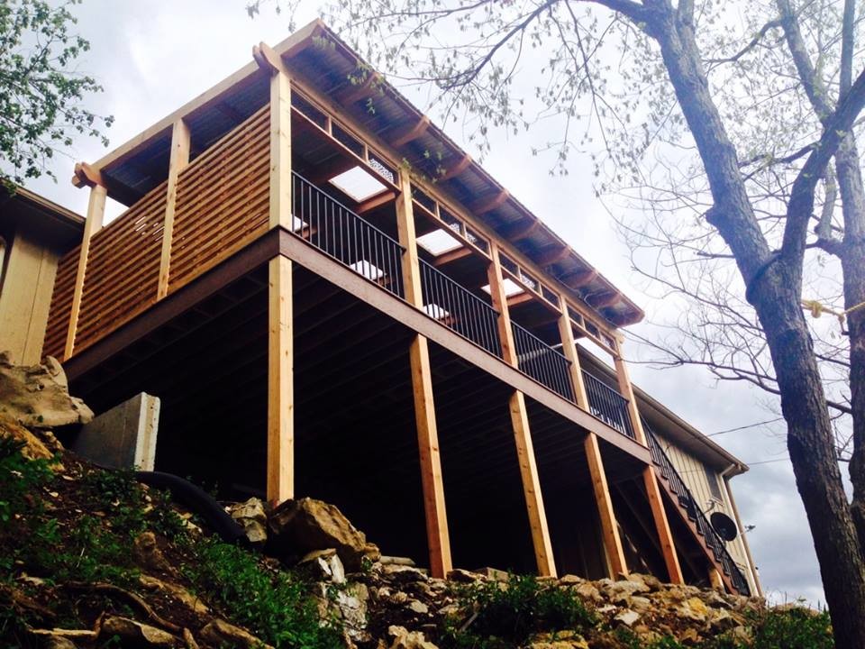 Deck with Pergola Rustic Terrace Kansas City by Creative