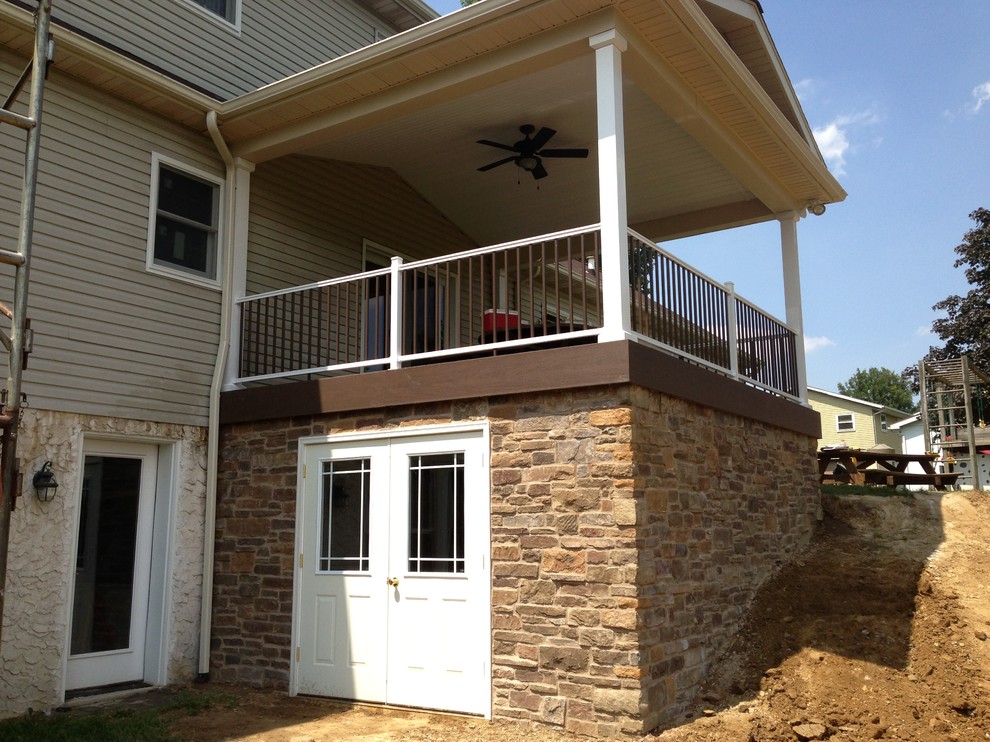 Deck with roof over and stone veneer Traditional Deck Philadelphia by Stump's Decks and