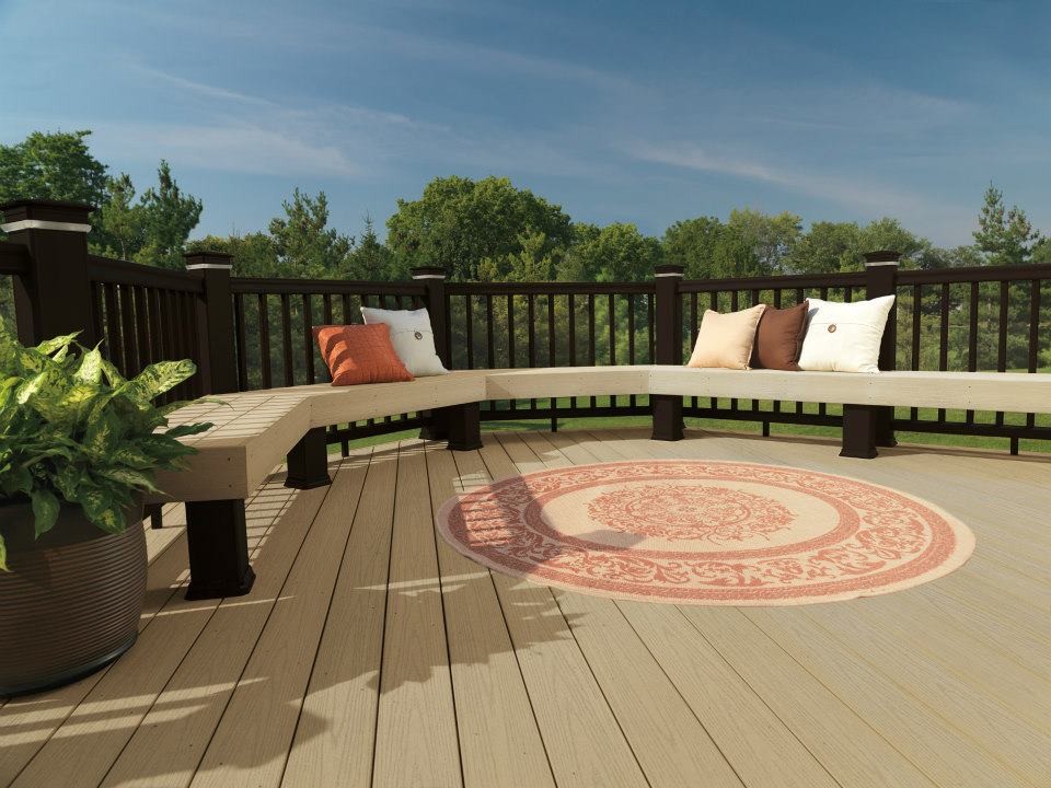 Example of a large trendy backyard deck design in Minneapolis with no cover