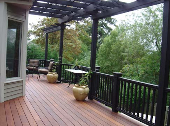 Exemple d'une terrasse avec des plantes en pots arrière chic de taille moyenne avec une pergola.