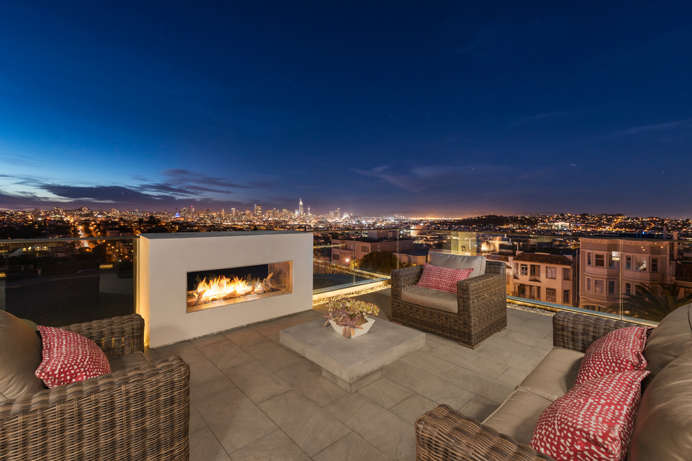 Example of a small trendy rooftop deck design in San Francisco with no cover