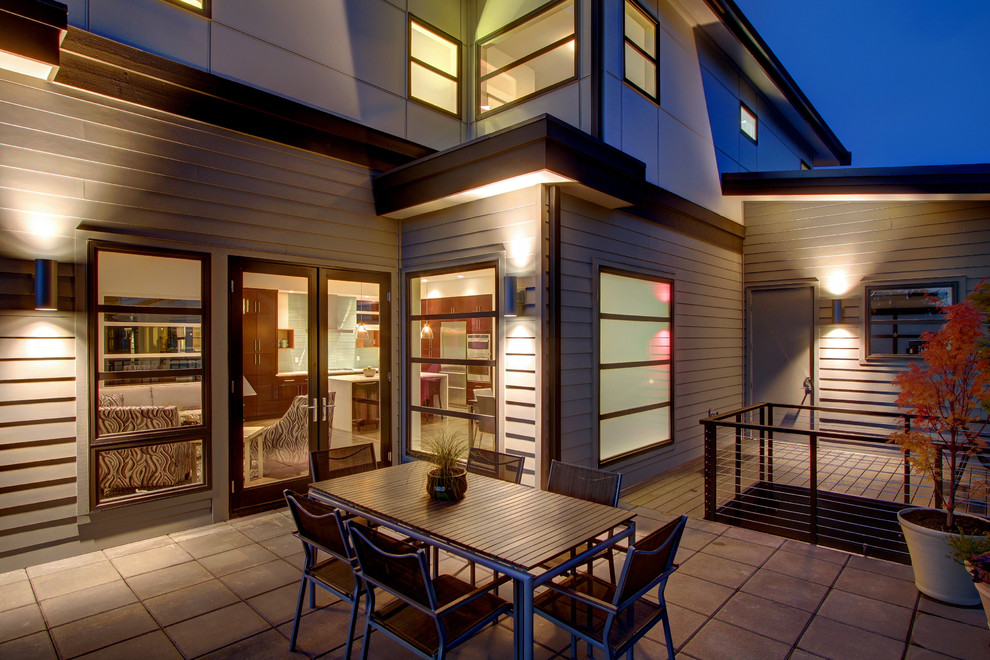 Design ideas for a medium sized contemporary back terrace in Seattle with no cover.