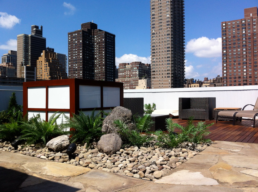 Unbedeckte Moderne Dachterrasse im Dach in New York