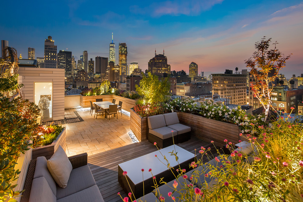 Trendy rooftop rooftop deck photo in New York with no cover